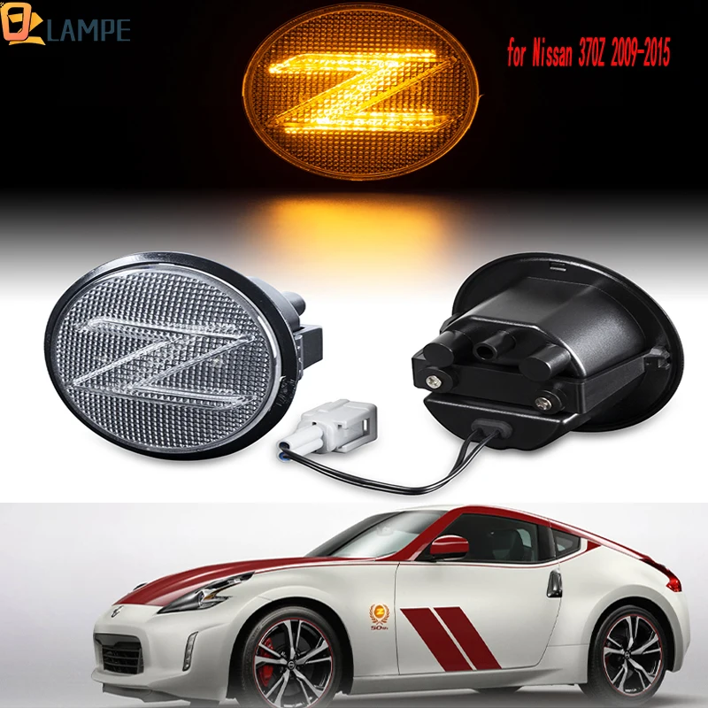 

2Pcs Dynamic LED Side Marker Lights Turn Signal Sequential Blinker Amber Lamps For Nissan 370z Coupe Nismo 2009-2015