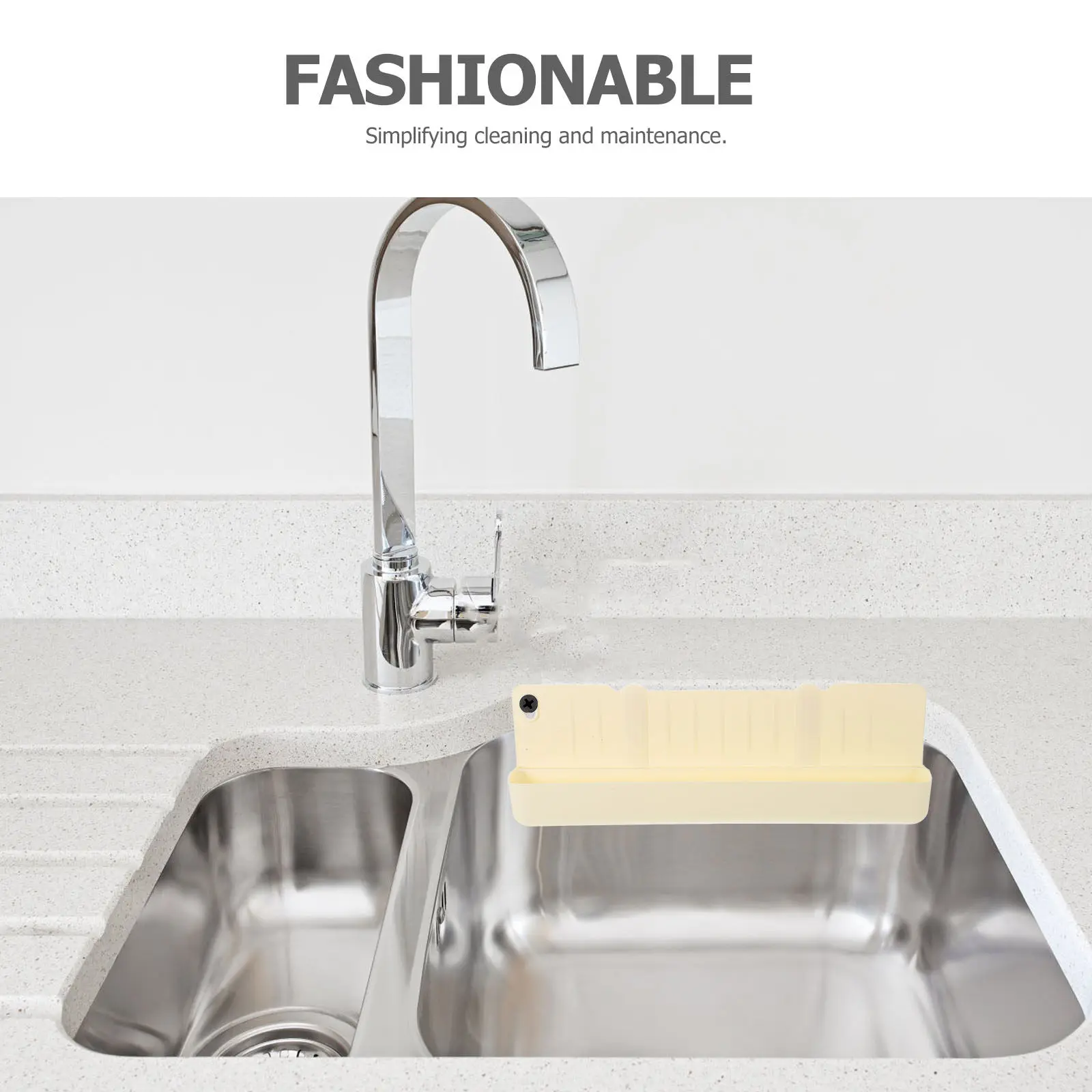 Silicone Sink Splash Guard Tray Multifunctional Easy Install Splashproof Storage Kitchen Sink Bathtub Kids Play Area Mat view 5