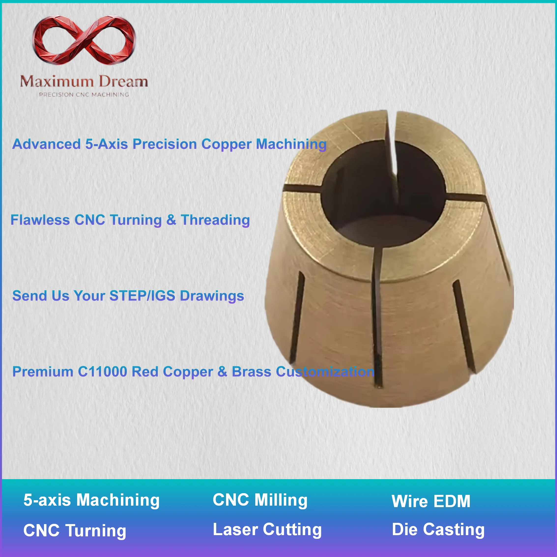 Custom Brass CNC Machining Service, Precision Brass Lathe Turning Bushing Shaft Sleeve Threaded Nut, MOQ 1pc