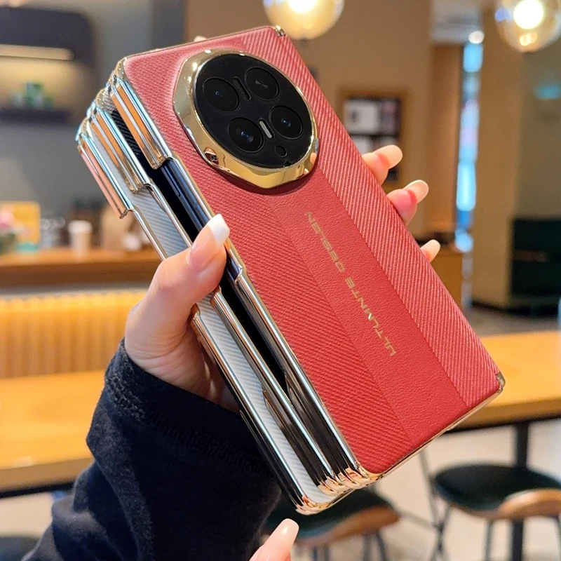 Etui na telefon Honor Magic V6 V5 z podwójną centralną osią, galwanizowaną fakturą, składane, odporne na wstrząsy i odciski palców. — zdjęcie produktu 5