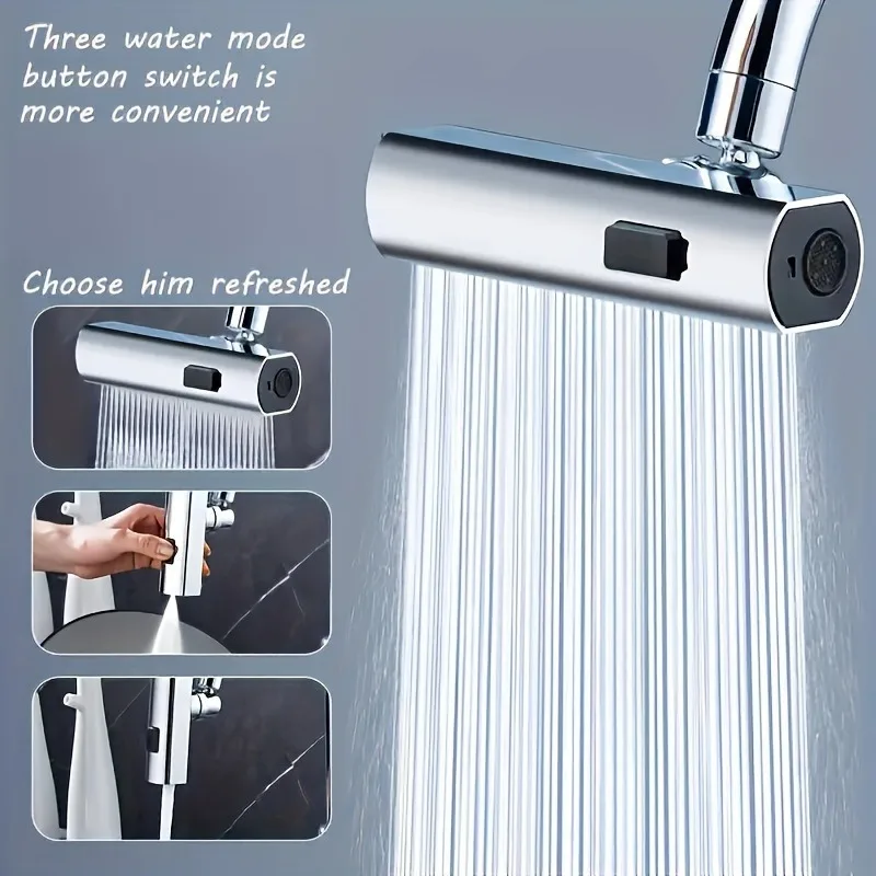 Universal Copper Kitchen Faucet with Water Saving Aerator 3 Water Flow Modes Pressure Boosting Extension and Splash-Proof Nozzle