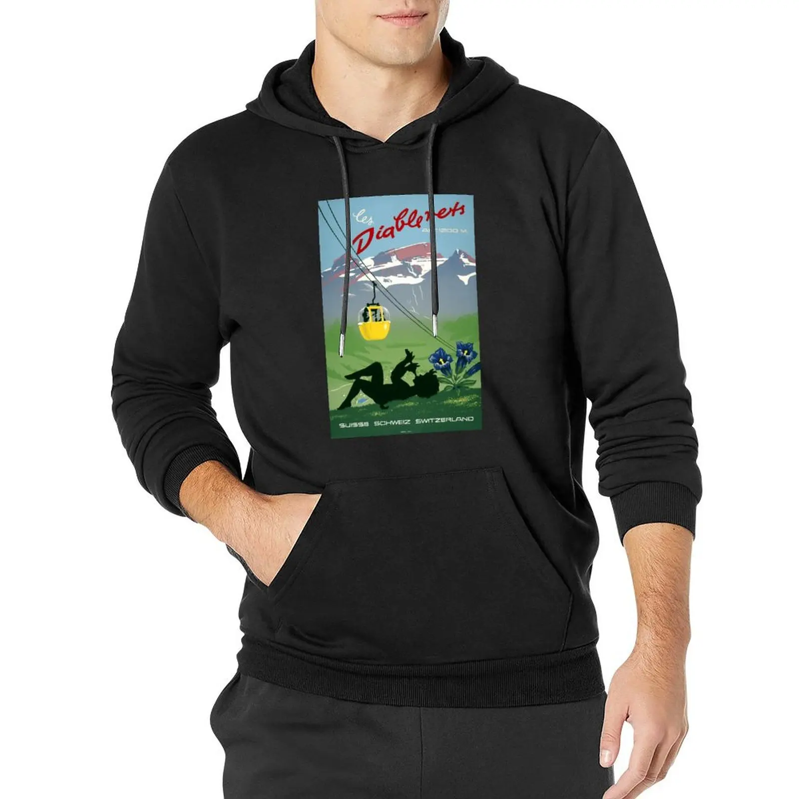 Les Diablerets, Vaud, Switzerland,Travel Poster Pullover Hoodie mens clothes clothes for men male clothes tracksuit men