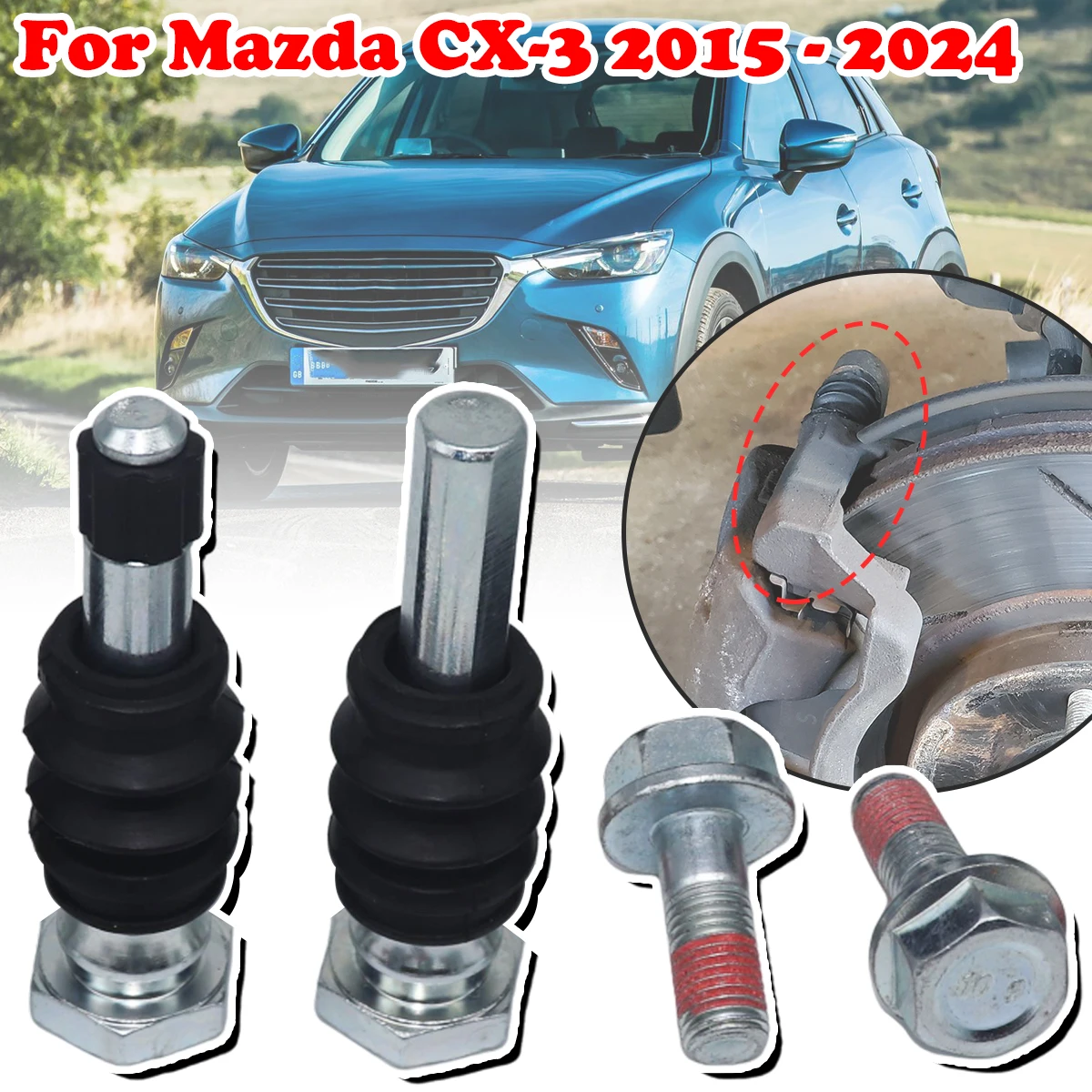 

Rear Brake Caliper Slider Guide Pins Bolt Kit For Mazda CX-3 2015 - 2024 Left Right Disc Housing Bellows Sleeve Bushing Parts