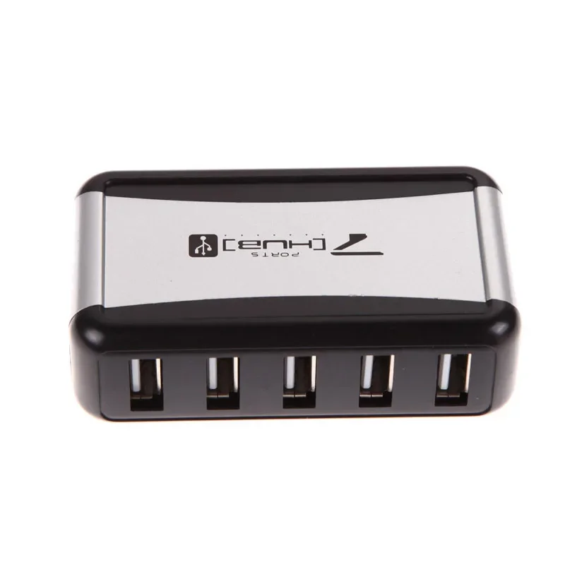 Hoge Snelheid 7 Poort Usb 2.0 Hub Usb Uitbreiding Splitter Hubs Met Ons/Eu Plug Ac Power Adapter Kabel + Verticale Standaard Voor Pc Laptop