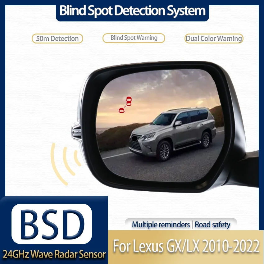 24GHz BSD Blind Spot Detection System, Lane Change Assist, Mirror Warning, Audio & Visual Dual Warning For Lexus GX/LX 2010-2022