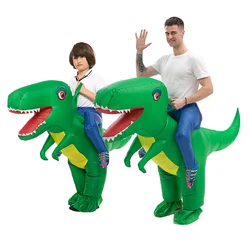 Riding Dinosaur Costume Funny Dress Jumpsuit Cosplay Costumes for Women Men Halloween Dino Inflatable Costume Kids Adult Party