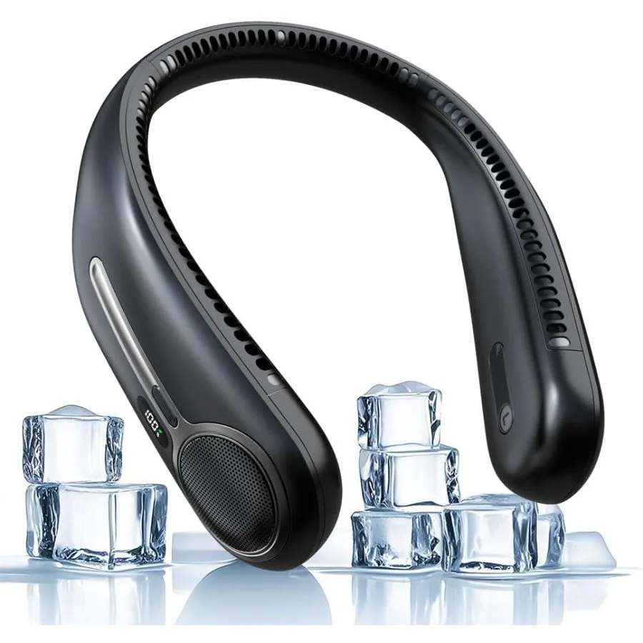 

Портативный шейный вентилятор, персональный безлопастной вентилятор без помощи рук, охлаждающий вентилятор на 360 градусов, светодиодный дисплей, 4 скорости, 6000 мАч, перезаряжаемый, быстрый, длительный срок службы