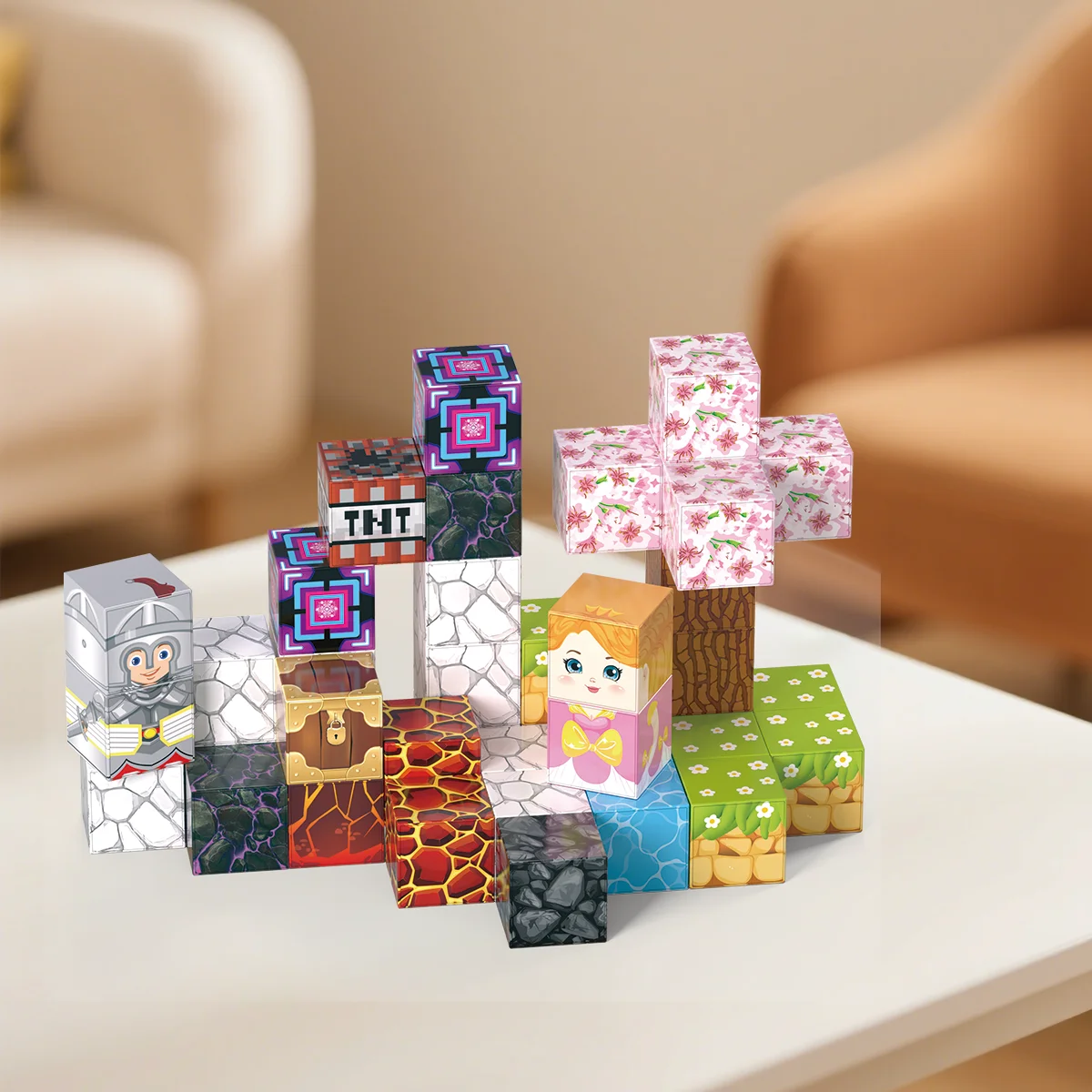 Mini magnetyczne klocki konstrukcyjne, odpowiednie dla dzieci powyżej 3 lat, do zabawy w podróży i redukcji stresu, z przenośnym metalowym pudełkiem.