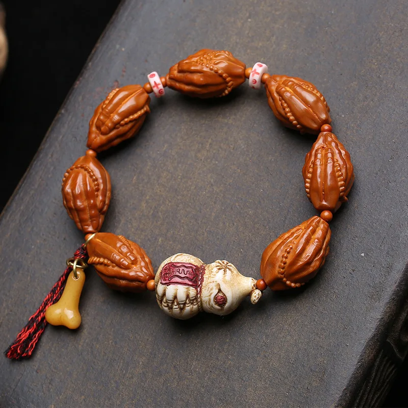 Natural Buddha's Hand Olive Kernel Cultural Plaything Bracelet Single Circle Old Bone Vajra Antler Root Gourd Accessory