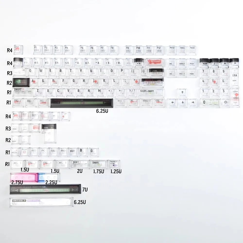 1 Set Biomimetic Era Transparent Ice Crystal Keycaps PC Material Dye Sub Key Caps Cherry Profile Backlit Keycap For MX Switch