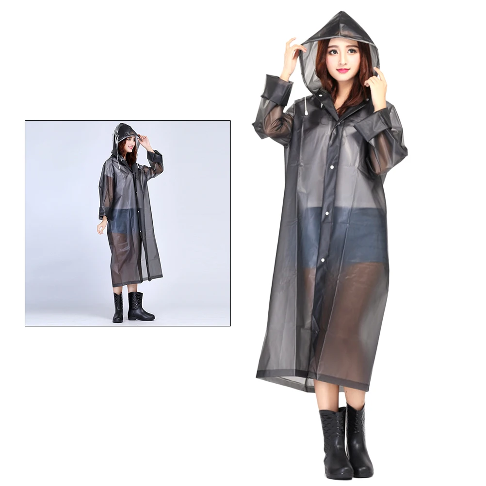 

Thickened EVA Raincoat Lightweight Waterproof Outdoor Poncho Foldable PEVA Material Hooded Rainwear Plastic Cover
