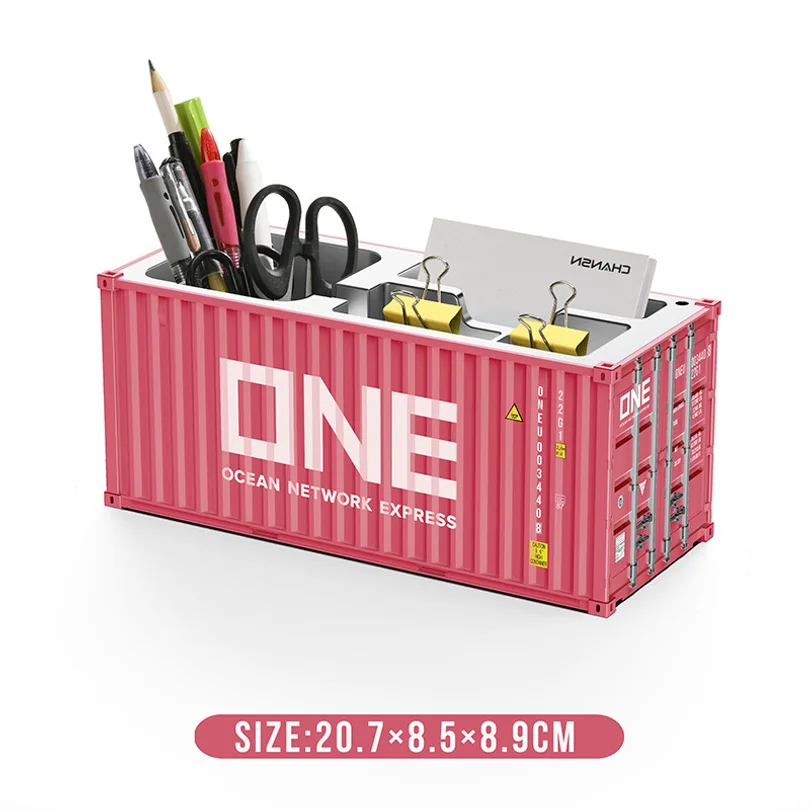 Simulated Ocean Freight Container Model Pen Holder Storage Box New Plastic Storage Box Desktop Storage Rack