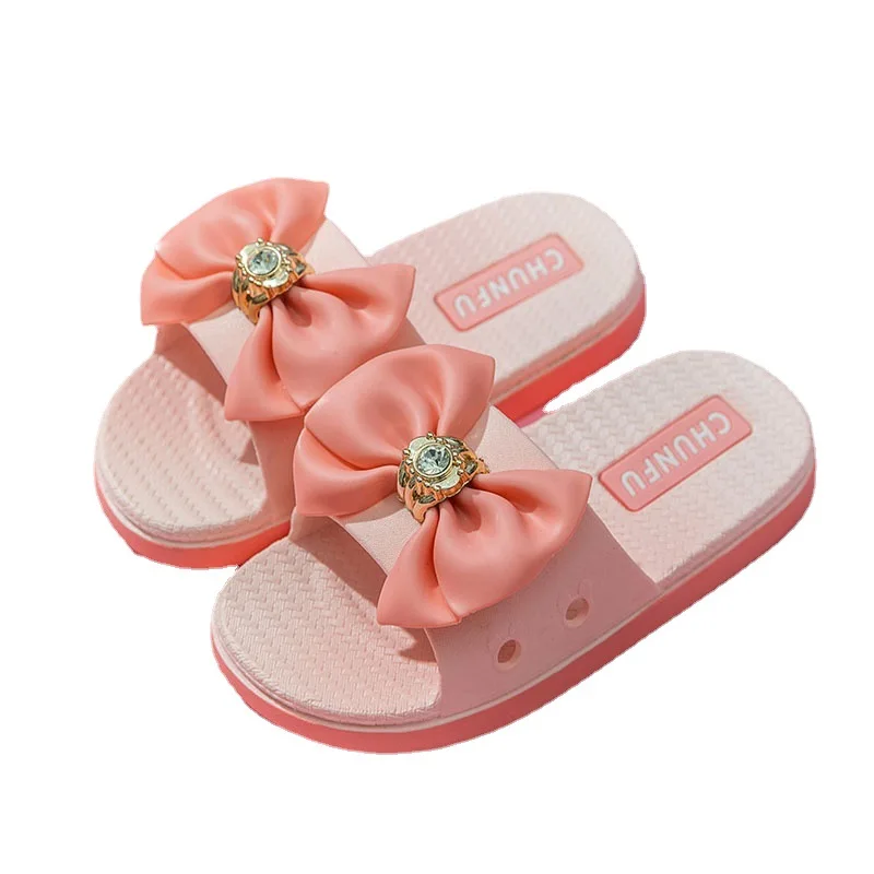 Pantofole da ragazza Estate Fiocco carino Abbigliamento esterno Moda Indoor Quattro stagioni Sandalo per bambini Kid Princess Bath Scarpe da casa