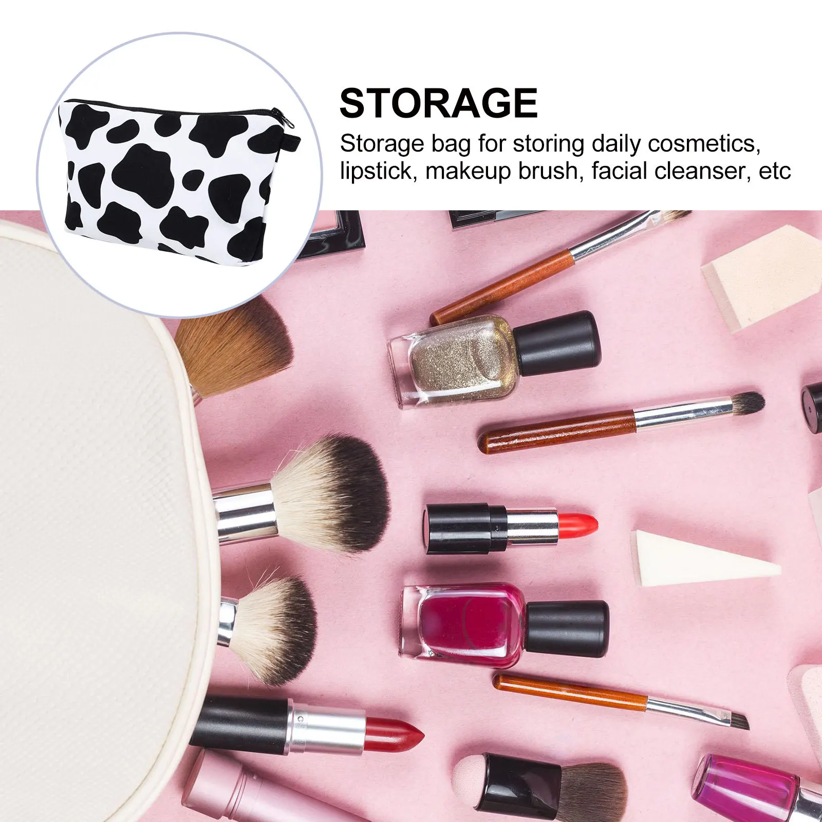 1 stks Koe Patroon Make-up Opbergtasje Toilettas Voor Reizen Vrouw Draagbare Tas Voor Thuis Zakelijk Gebruik