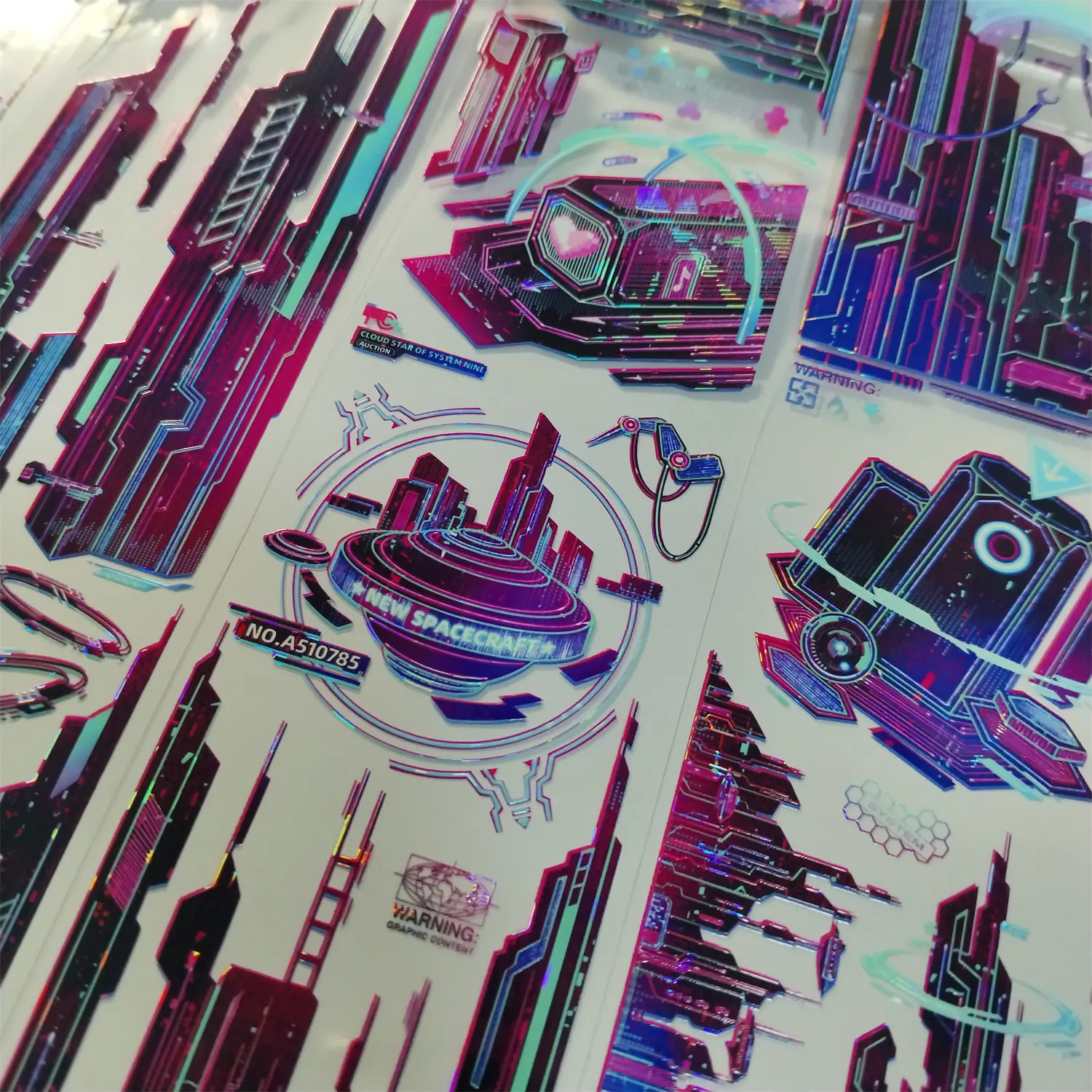 

Декоративная лента Washi Pet Tape Journald3 Cyber City Punk: футуристические техно-стикеры для скрапбукинга и коллажей