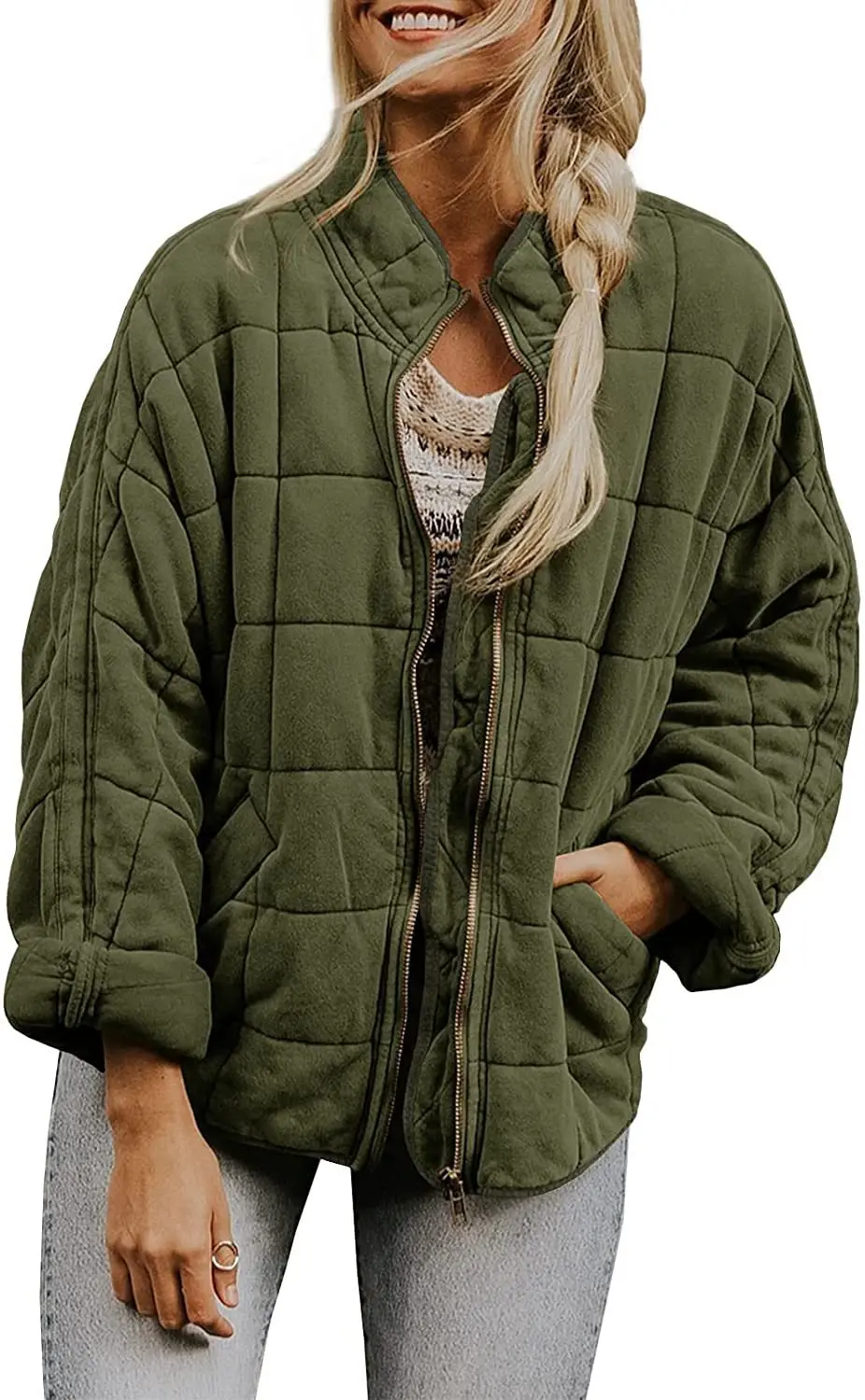 Winter Cotton Jacket Woman Vintage Thickened Warm Coat Female Oversized Loose Long Sleeve Pocket Jackets Lady Zipper Outwear