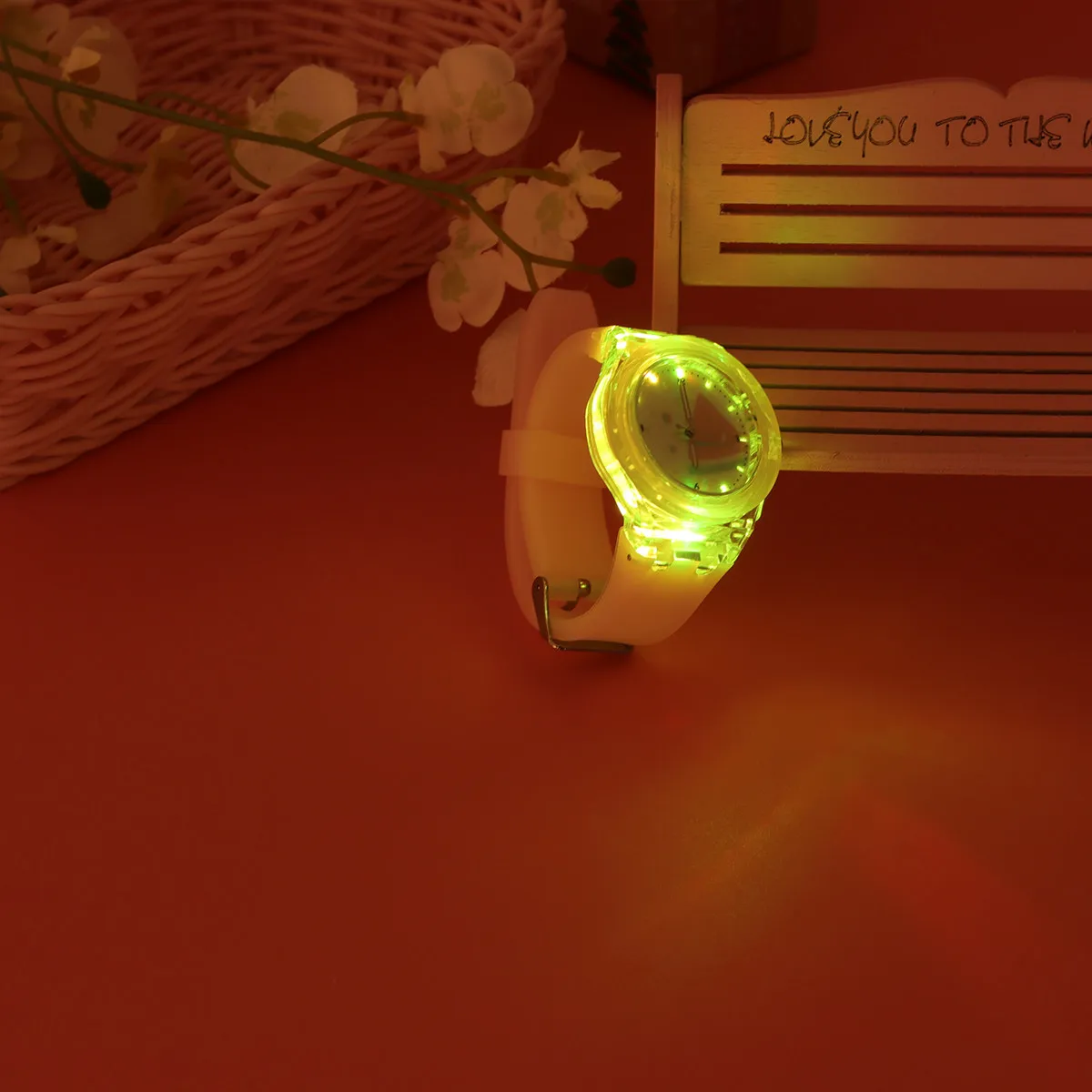 Luminous Cartoon Watch Pink Watermelon Creative Plastic Watch Glowing Candy Color Comfortable Wristband Shower