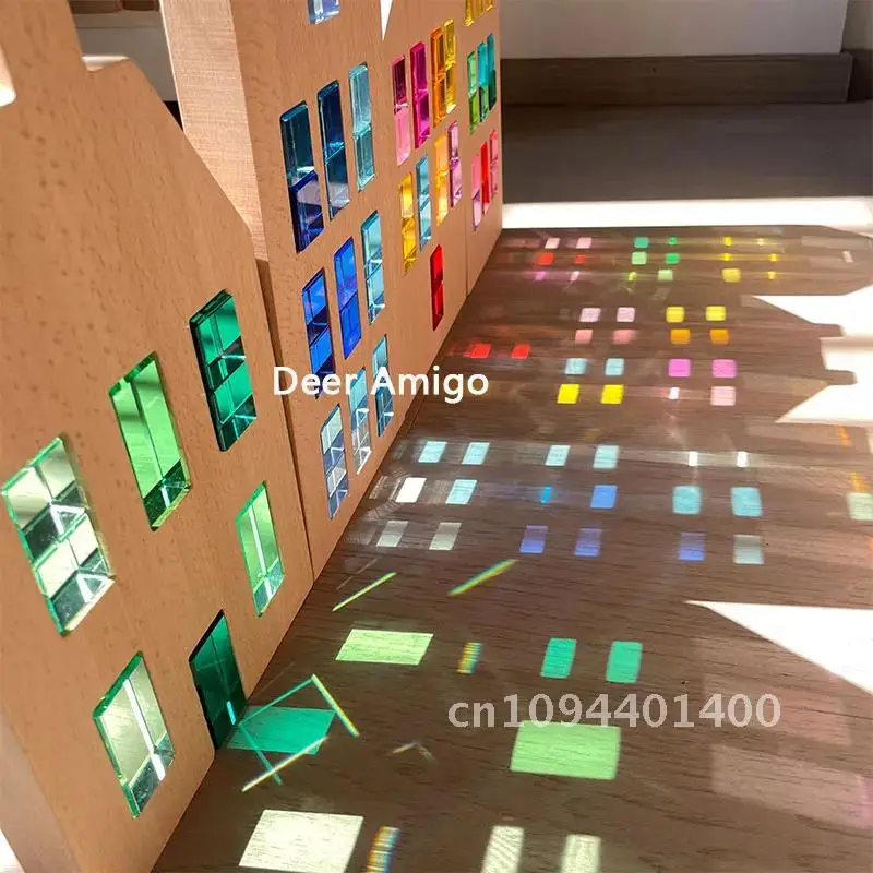 Cubi acrilici Blocchi Blocchi di gemme Bambini che imparano Colore Luce e trasmissione dell'ombra Giocattoli impilabili Giocattoli educativi Montessori per bambini