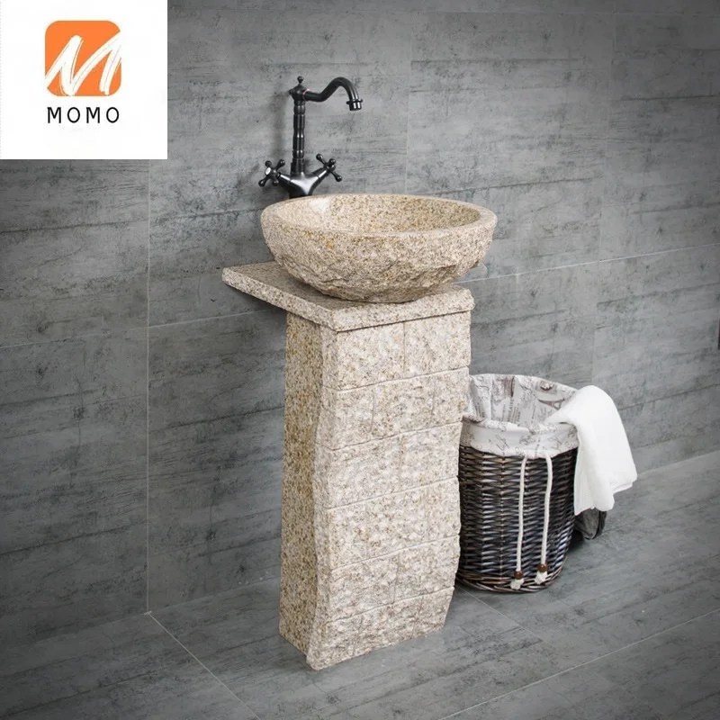 Natural Stone Pedestal Basin Granite Bowl Sink For Washing