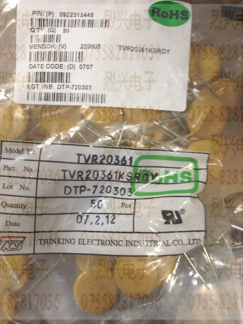 

50шт/TVR20361K Варистор TKS 20D361K 20MM 360V Тайвань Xingqin, в наличии
