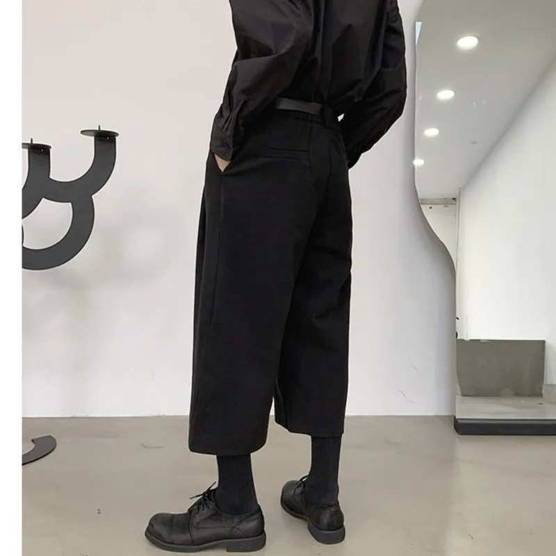 Luzhen cor sólida em linha reta calças cortadas dos homens 2025 verão nova alta qualidade streetwear solto original calças casuais jy3618