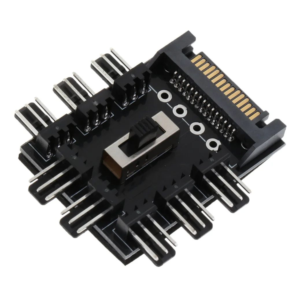 

Fan controller 8-way 3 4Pin SATA ide governor 3-speed control can turn off the fan