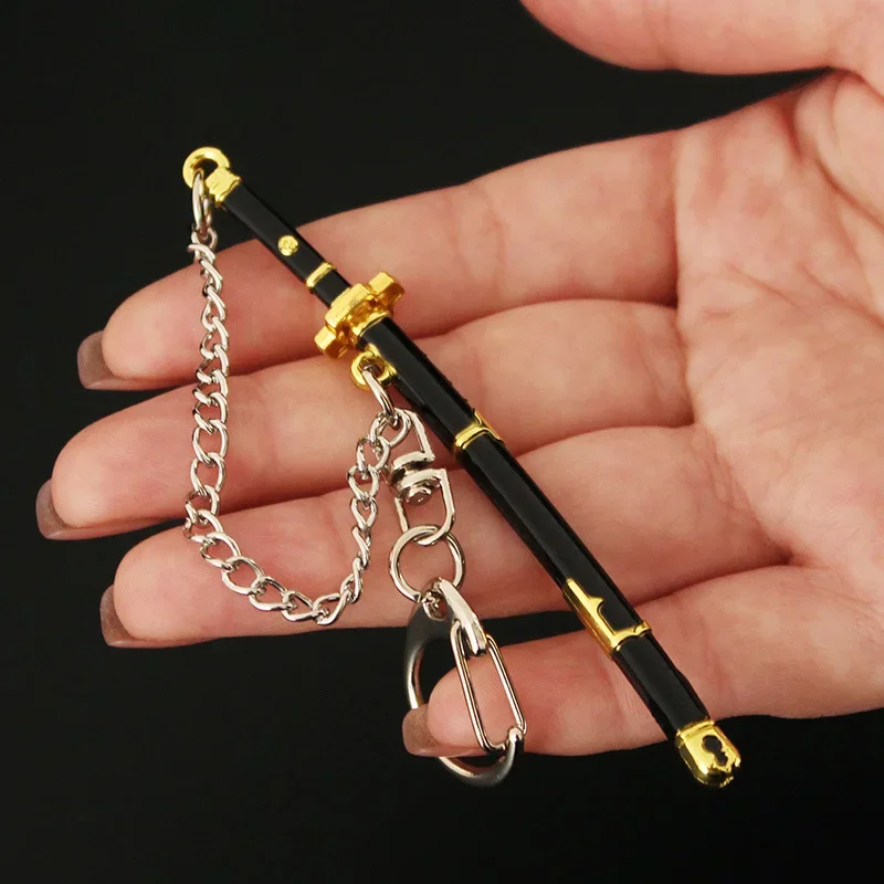 Porte-clés de dessin animé Roronoa Zoro, arme de 9cm, modèle en métal Katana samouraï, couteau épée, cadeaux, jouets pour garçons, Collection
