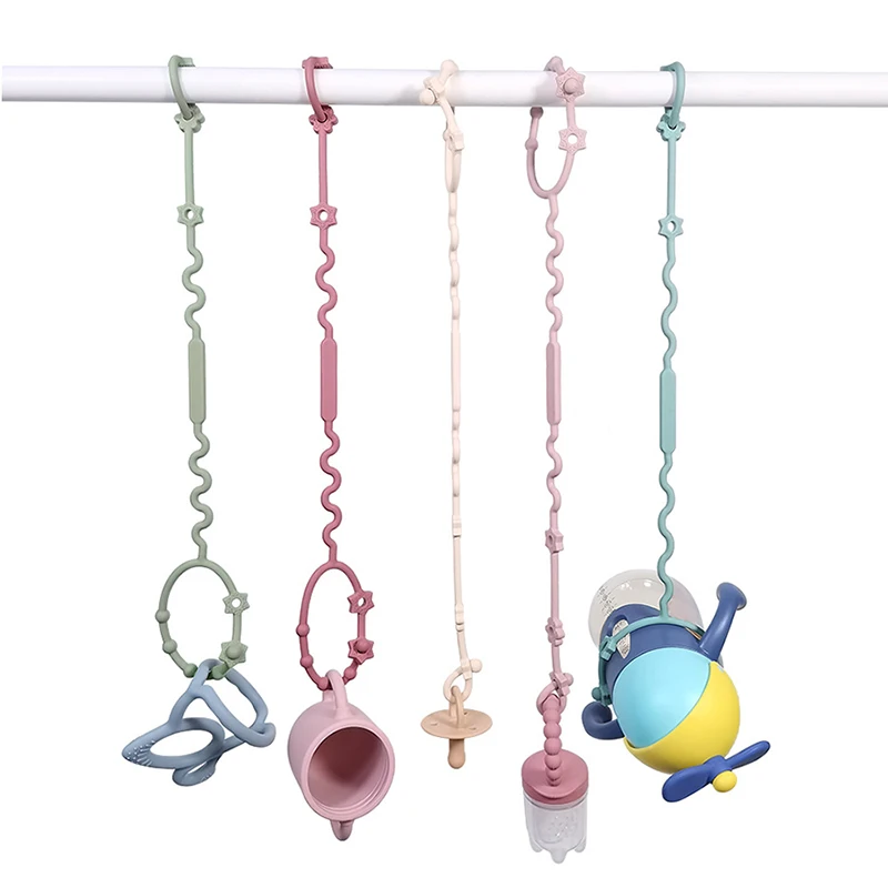 Baby Toy Straps Silicone Pacifier Clip with Self-Adjusting Bayonet for Teethers Feeding Bottles Toys Baby Cribs High Chairs