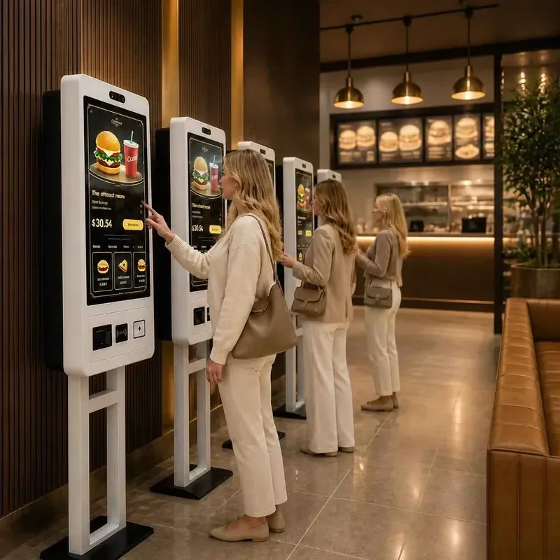 21.5 23.8 27 32 Inch POS Terminal Holder Floor Stand or Wall Mount Food Ordering Kiosks Self Service Payment Kiosk Restaurant
