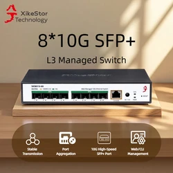 XikeStor SKS8310-8X 8-Port 10G SFP+ L3 Managed Switch, Full-Fiber Network, VLAN, Link Aggregation, Routing Support, DHCP Support