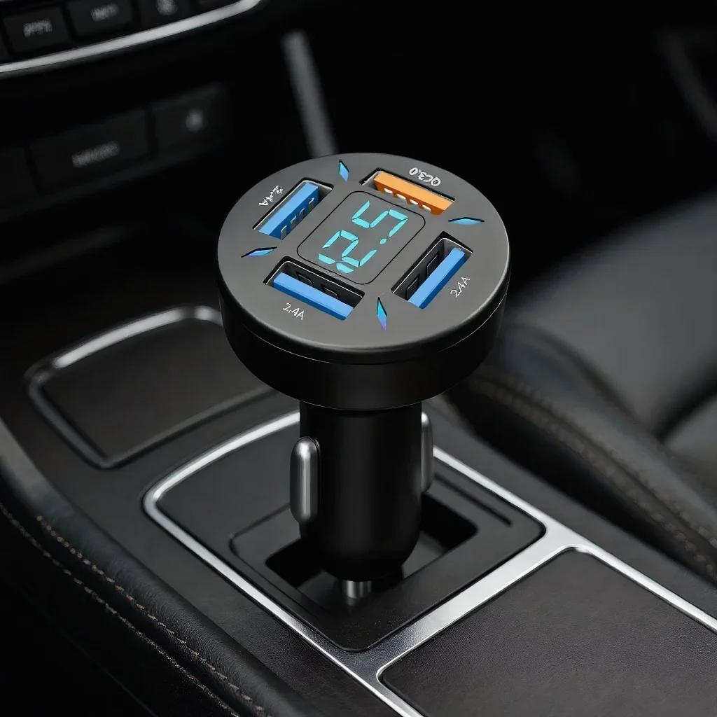 شاحن سيارة USB بقدرة 66 وات وأربعة منافذ - PD/QC3.0 شحن سريع مع مقسم مقبس من النوع C