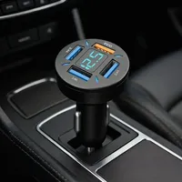 66W 4-Port USB Car Charger - PD/QC3.0 Fast Charging with Type-C Socket Splitter