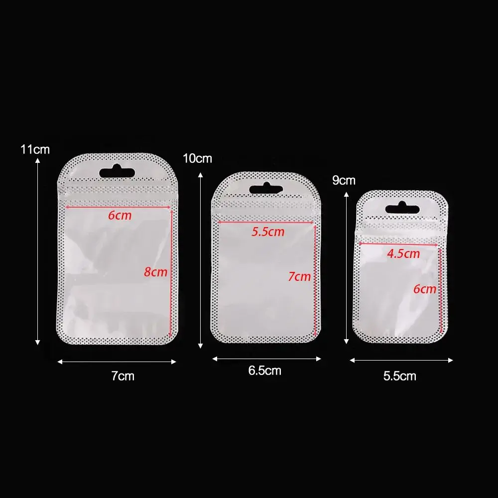 50Pcs Pouch Self Sealing Bags Transparent Earrings Rings Necklace Display Jewelry Packaging Bags Resealable Thicken