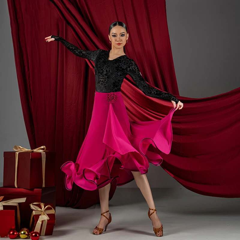 Vêtements de danse latine pour femmes, body à manches longues, Costume de spectacle de danse de salle de bal, vêtements de danse Rumba Salsa pour adultes, nouvelle collection