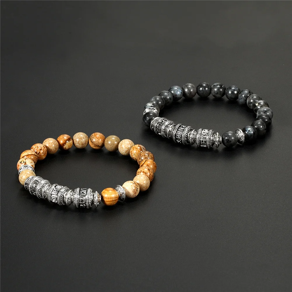 High Quality Natural Stone Bracelet for Men OM MANI PADME HUM Bracelet Women Fashion Handmade Stone Jewelry Jewelry Wholesale