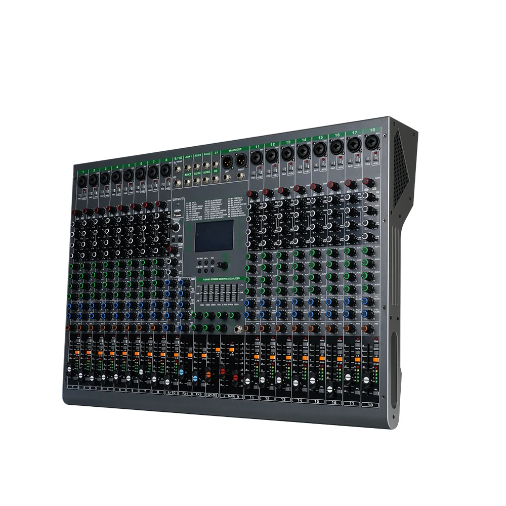 Digital Audio Mixer DJ Mixer 99-Effect DSP Audio Console Mixer 18 Channel USB Interface Audio Console For Recording Singing