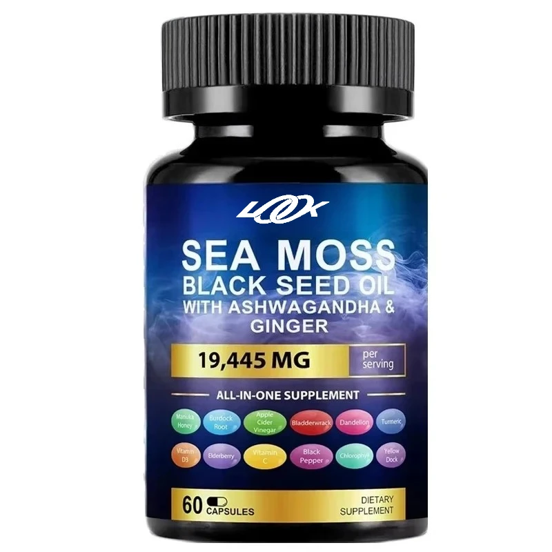 

Комплекс масла из морских водорослей и черных семян | с Ашвагардой, куркумой и 9-мя экстрактами