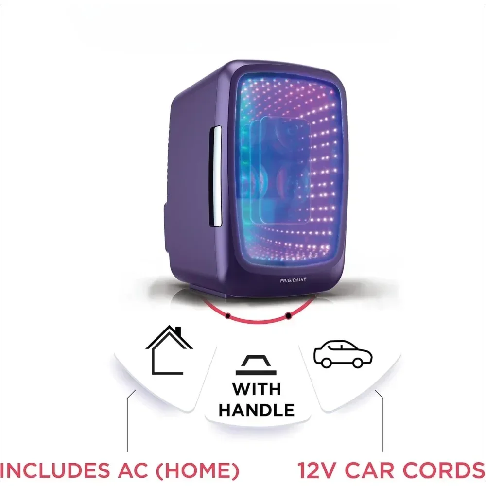 Mini Fridge Cooler, Holds Up To 6 Cans, Portable Fridge for Car, Office, Bedroom, Dorm Room, or Cabin, Gaming Light Up