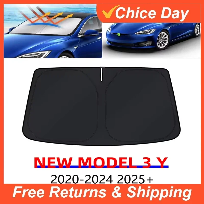 

Солнцезащитный экран для лобового стекла Tesla Model Y Juniper Model 3 Highland 2025-2020, складной, теплоизоляционный