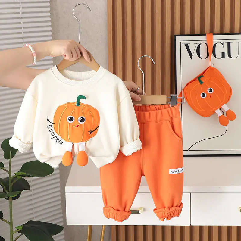 New Autumn Children Kids Boy Clothes Infant Cartoon T-shirt Pants 2Pcs/set With Bag Toddler Fashion Baby Tracksuits 5 Years