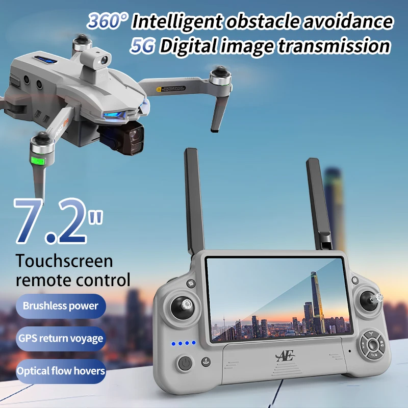 AE60  7000M 7.2in LCD SC GPS Drone 8K Camera 6G Wifi FPV 3-Axis Gimbal Professional Obstacle Avoidance Quadcopter RC Dron Toy