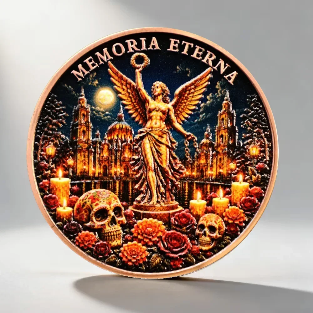 Copper Day of The Dead Dia De Muertos Commemorative Coin Mexican Holiday Metal Souvenir Coin Collectible Gift