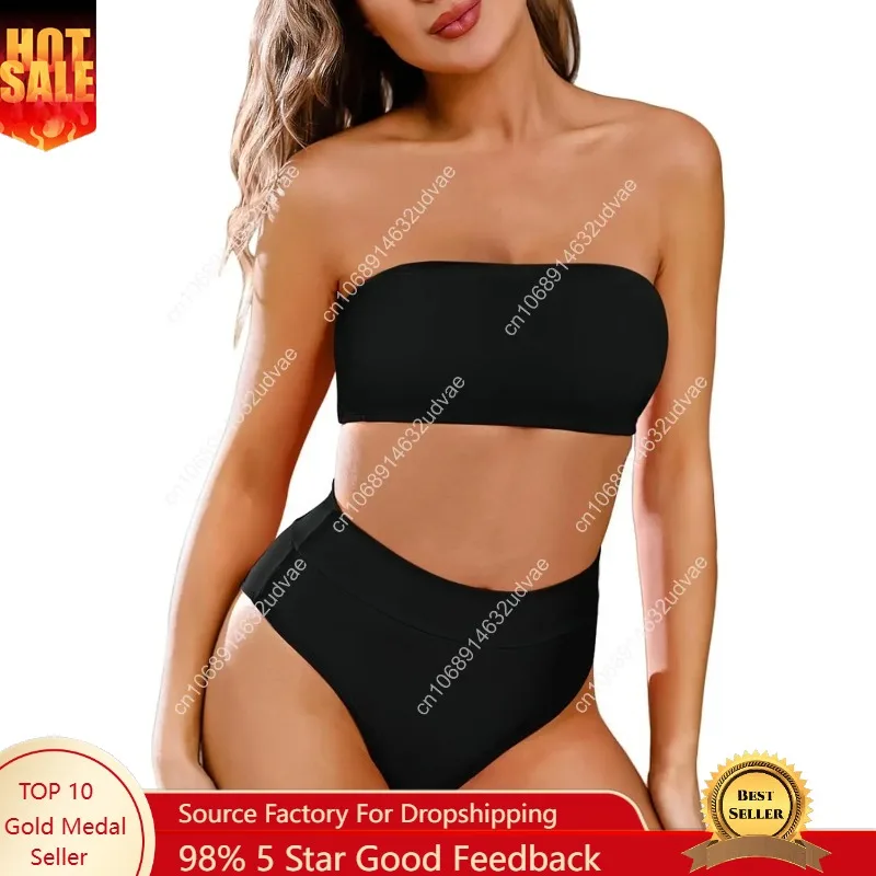 

Pink Queen Women's Removable Strap Wrap Pad Cheeky High Waist Bikini Set Swimsuit