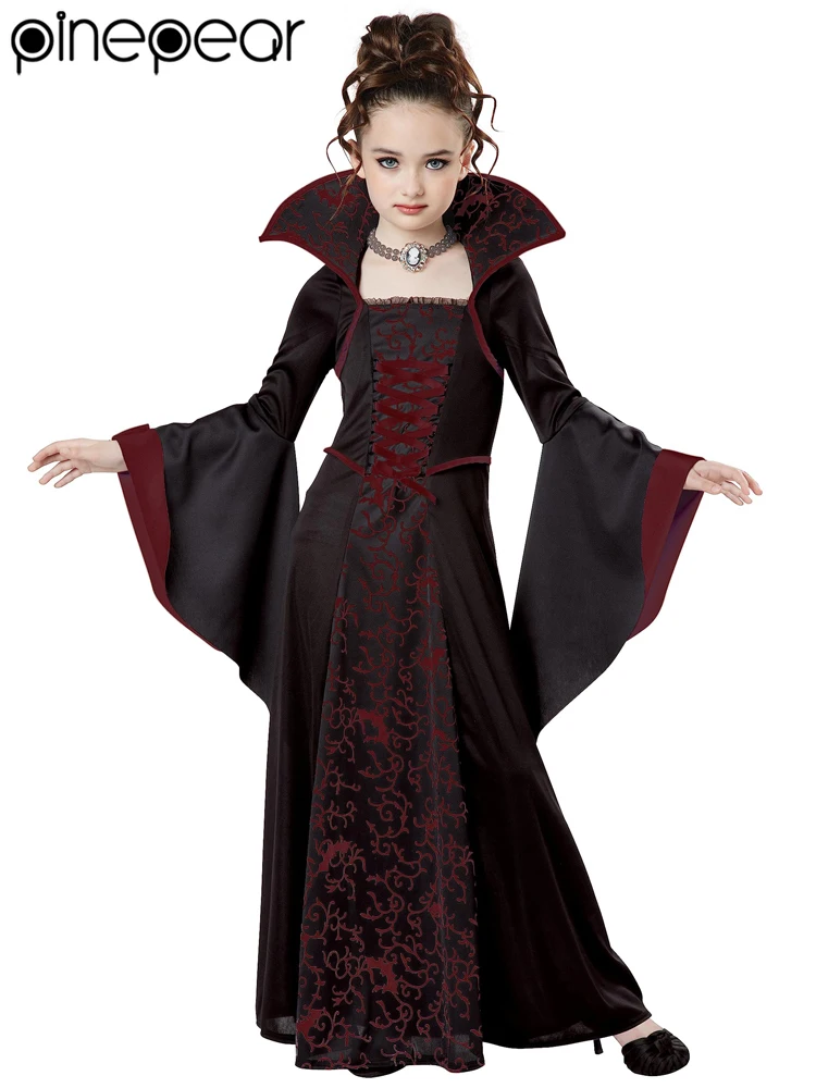 Disfraz de Bruja Vampiresa para Niña, Disfraz de Carnaval, Fiesta de Disfraces, Actuación, Halloween 2026, PinePear