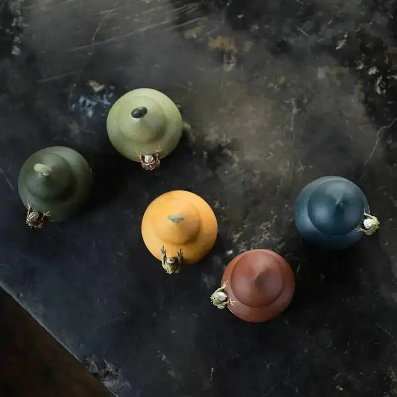 Yixing Zisha Tea Pet Insect Water Spraying Gourd Frog Small Ornament Trendy Play Tea Set Sculpture Ornament Decorative Craft