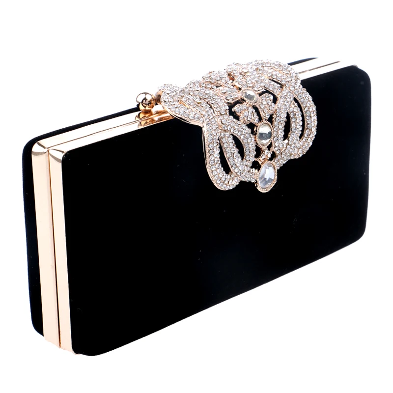 Fashion Women Bags Velvet Day Clutch Crown Diamonds Evening Bags Luxury 2023 Lady Handbags Party Wedding Female Purse