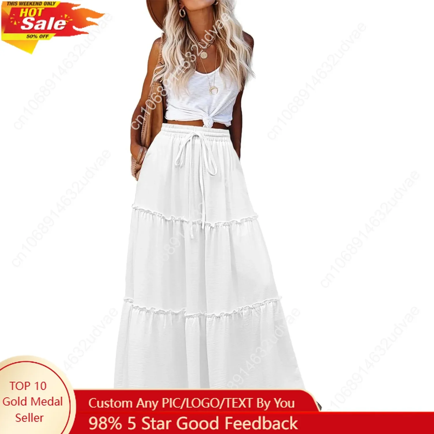 

Zeagoo Womens Casual Maxi Skirts for Women 2025 High Waist Boho Skirts Floral Printed Long Flowy Skirt with Pockets