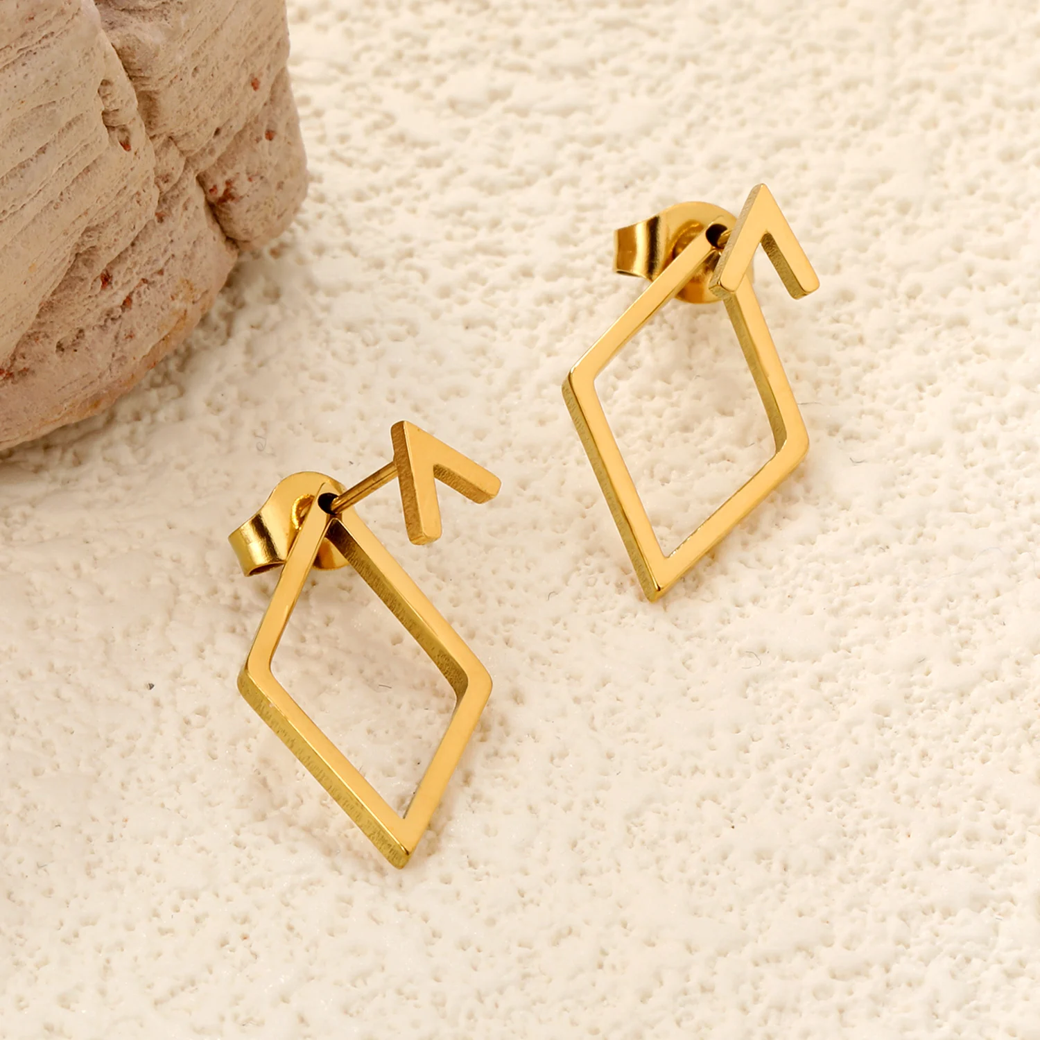 ASONSTEEL Simple Rhombus Geometric Stud Earrings Stainless Steel For Women Female Charm Minimalist Metal Earring Jewelry Gifs