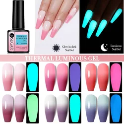 UR SUGAR Pink Rose Red Luminous termiczny żelowy lakier do paznokci błyszczący brokat Thermo Gel polski lakier usuwanie żelu UV wszystko do manicure