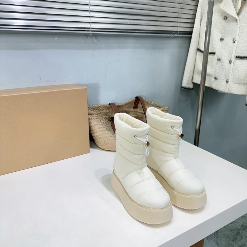 Winter new Mid-cylinder thick snow boots women's high-cylinder non-slip down sole raised Pineau wool cotton boots short boots